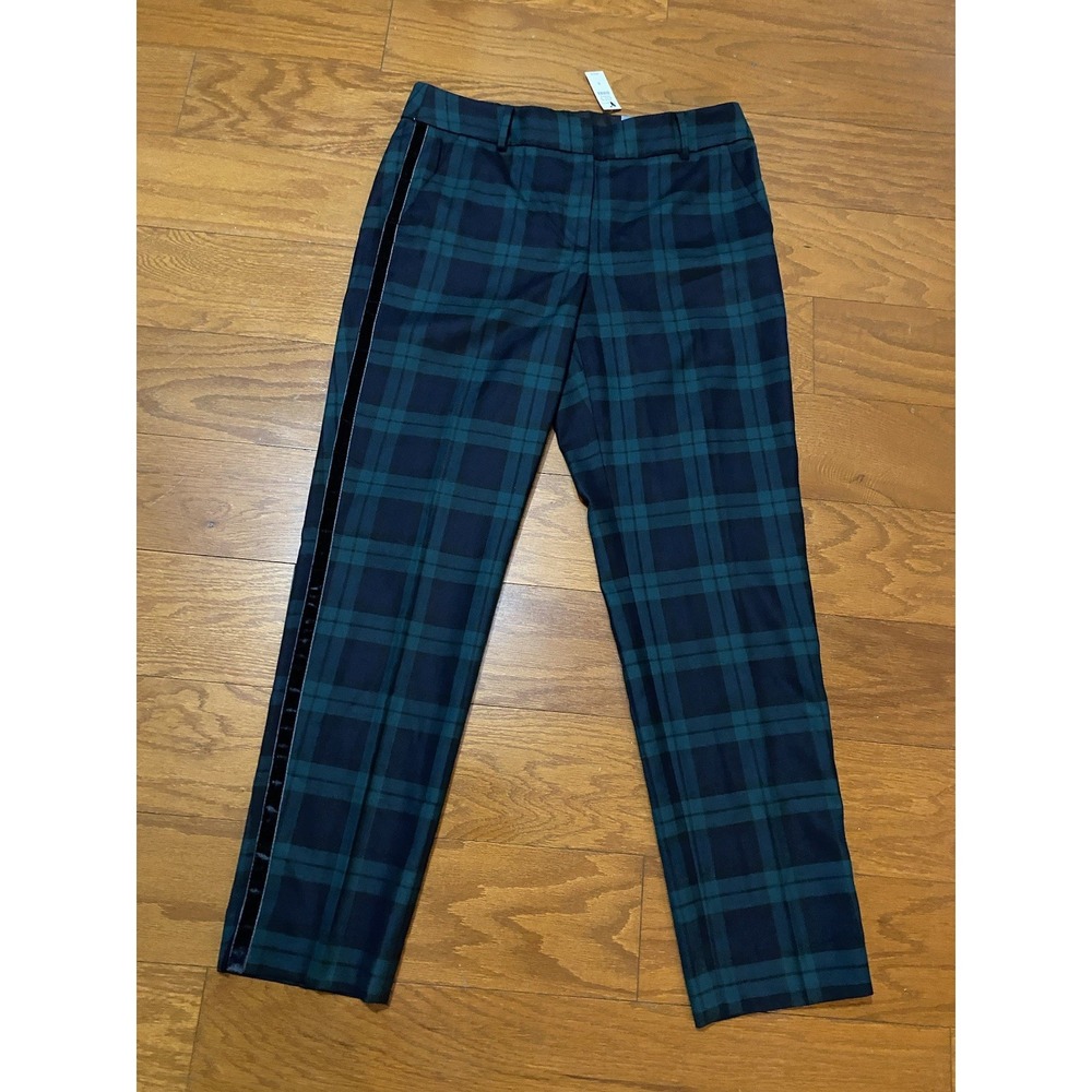 Talbots Hampshire Ankle Pants Size 8 Green Plaid Wool Stretch New! NWT $159